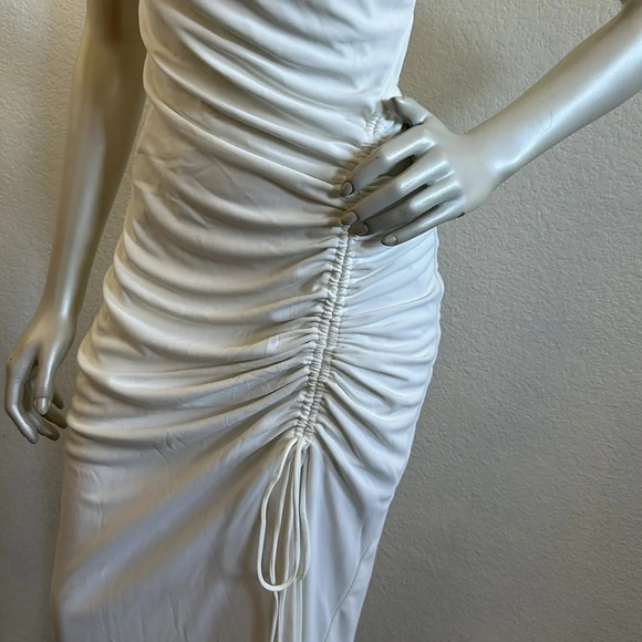 NWT Zara White Draped Midi Dress - Picture 7 of 13